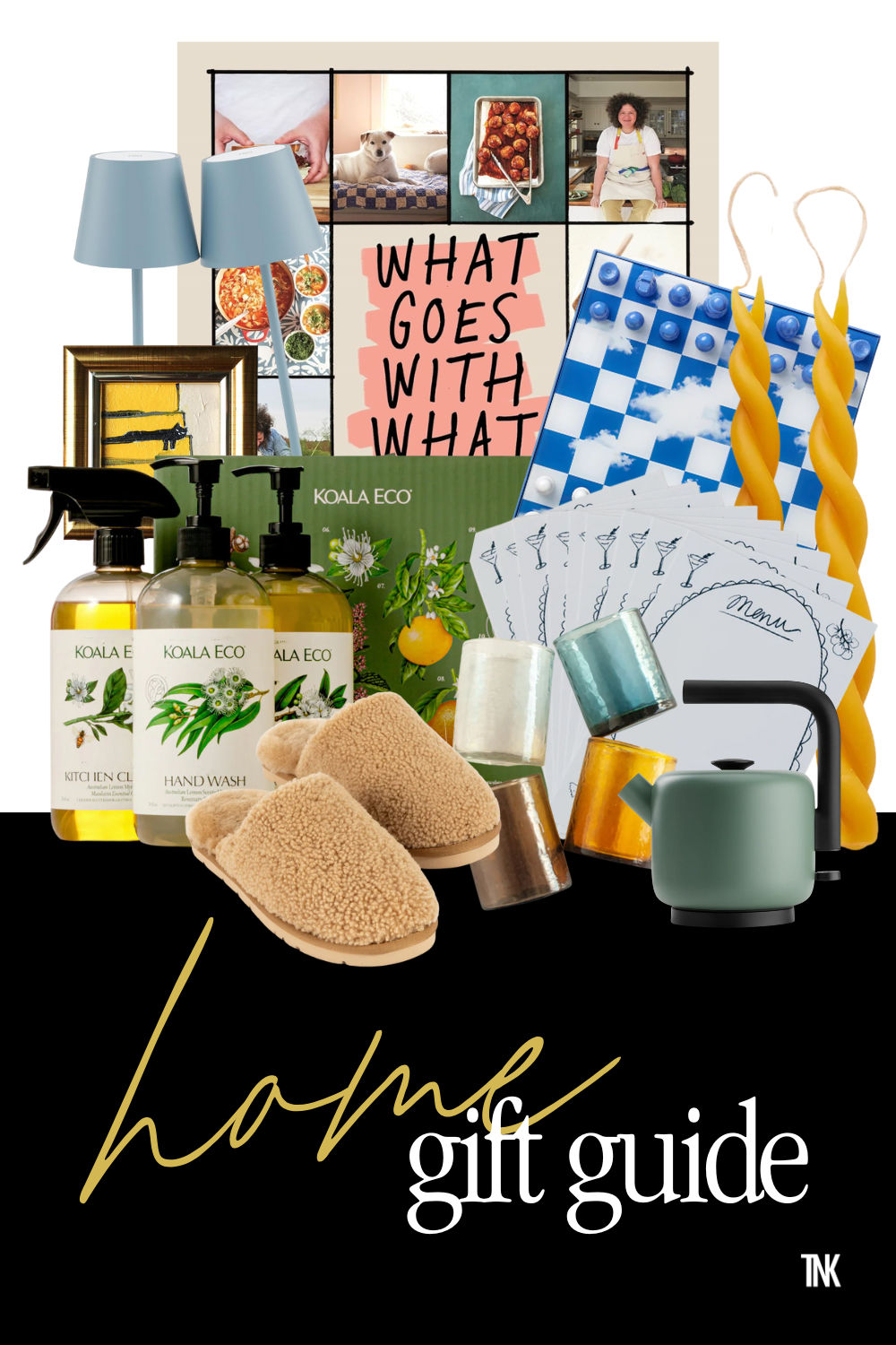 A collage of home products