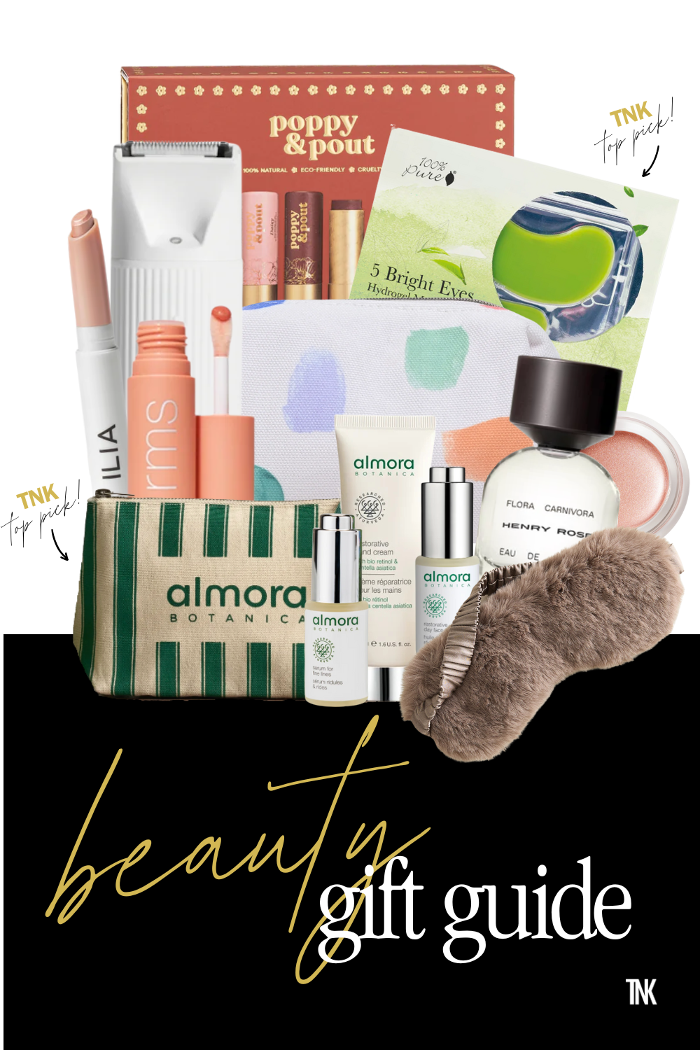 A collection of clean beauty items in a collage.